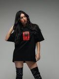 Oversized Black Unisex T-shirt with a Unique Print SHADOW TWINS