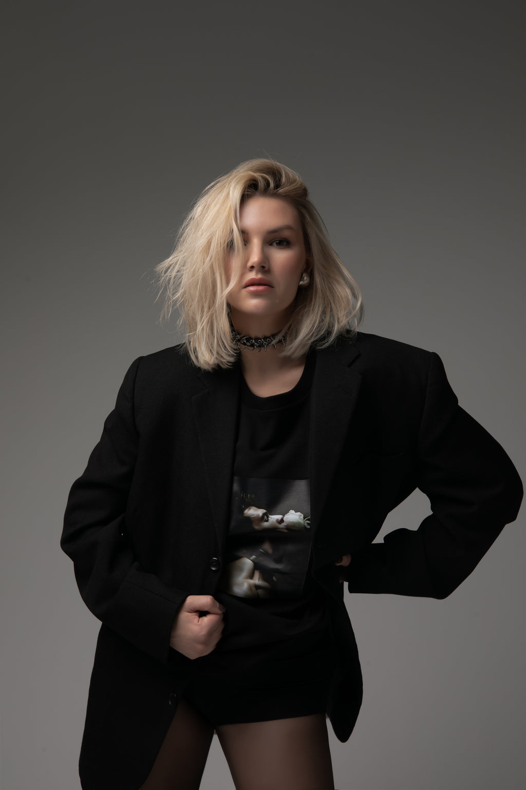 Oversized Black Unisex T-shirt with a Unique Print Floral Trance