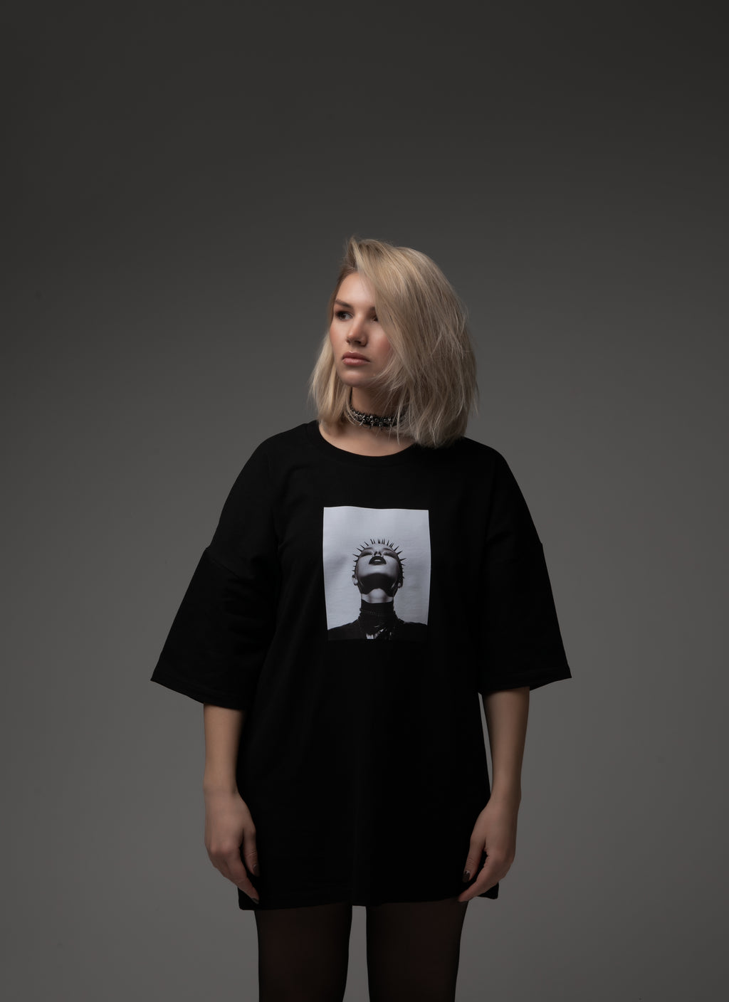 Oversized Black Unisex T-shirt with a Unique Print Saint Sinner
