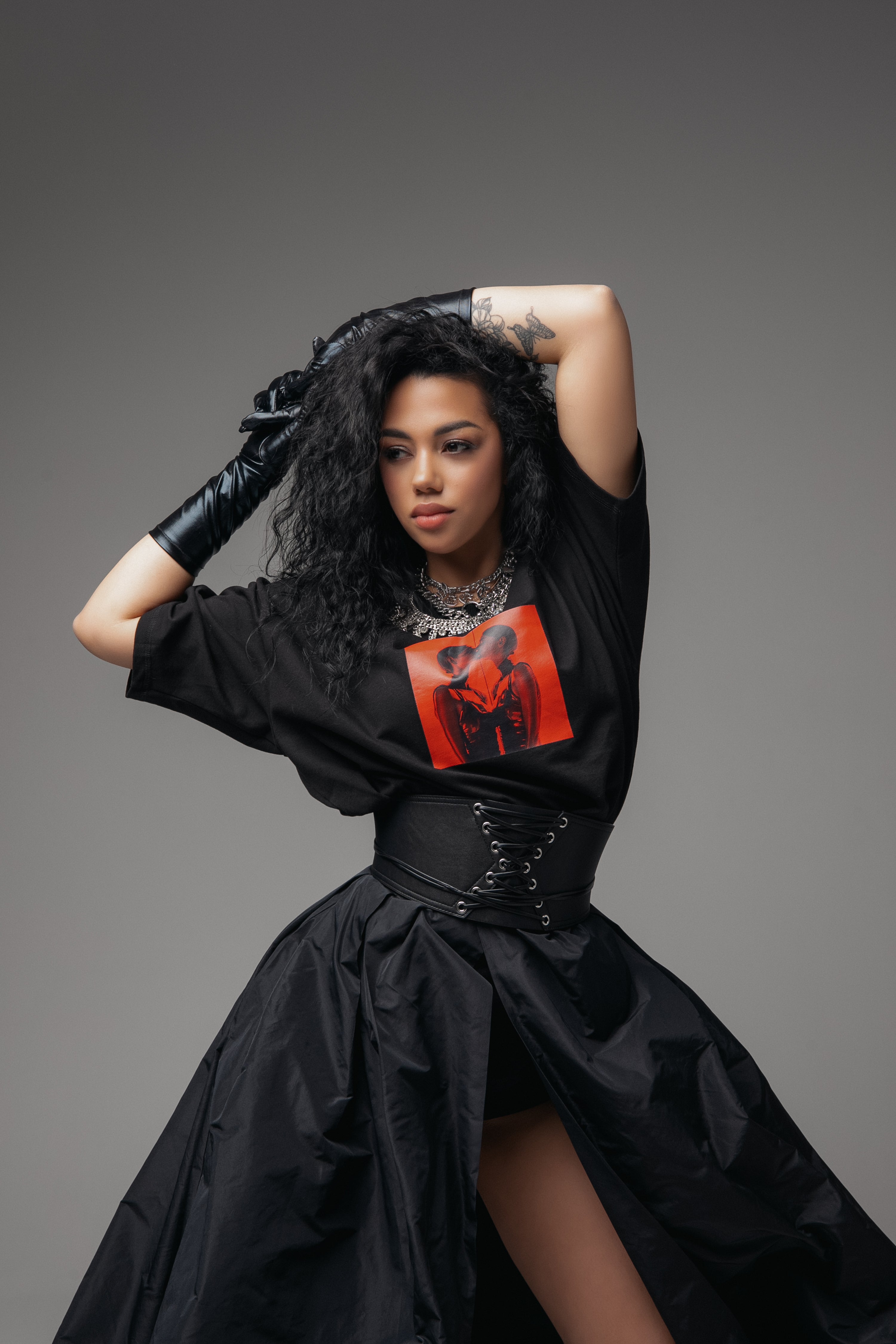 Oversized Black Unisex T-shirt with a Unique Print Mirror Crush