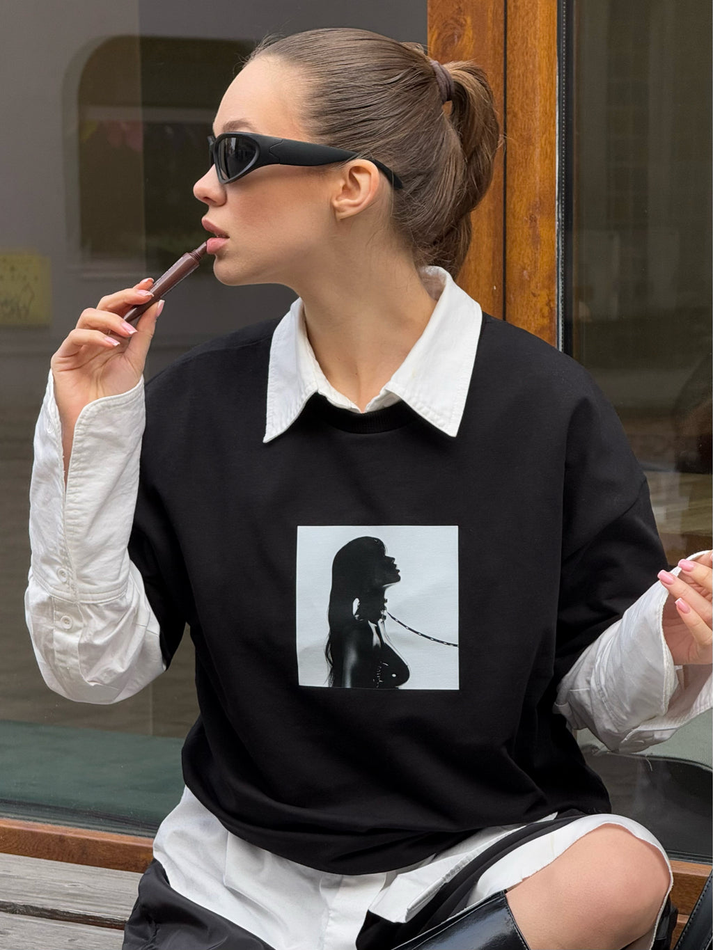 Oversized Black Unisex T-shirt with a Unique Print Power Play