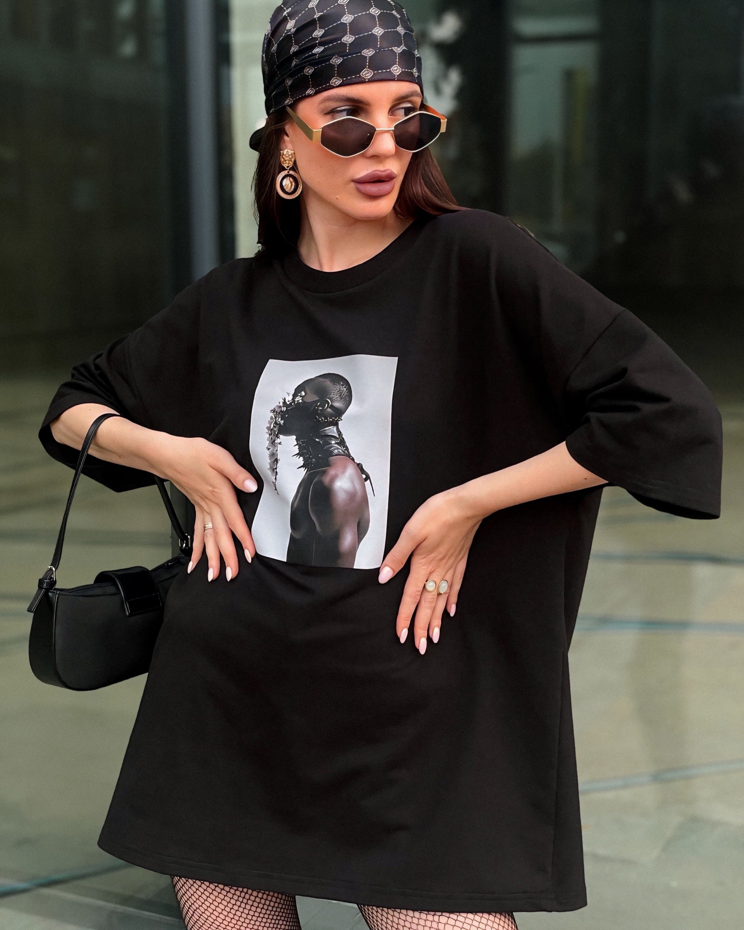 Oversized Black Unisex T-shirt with a Unique Print Primal Sin