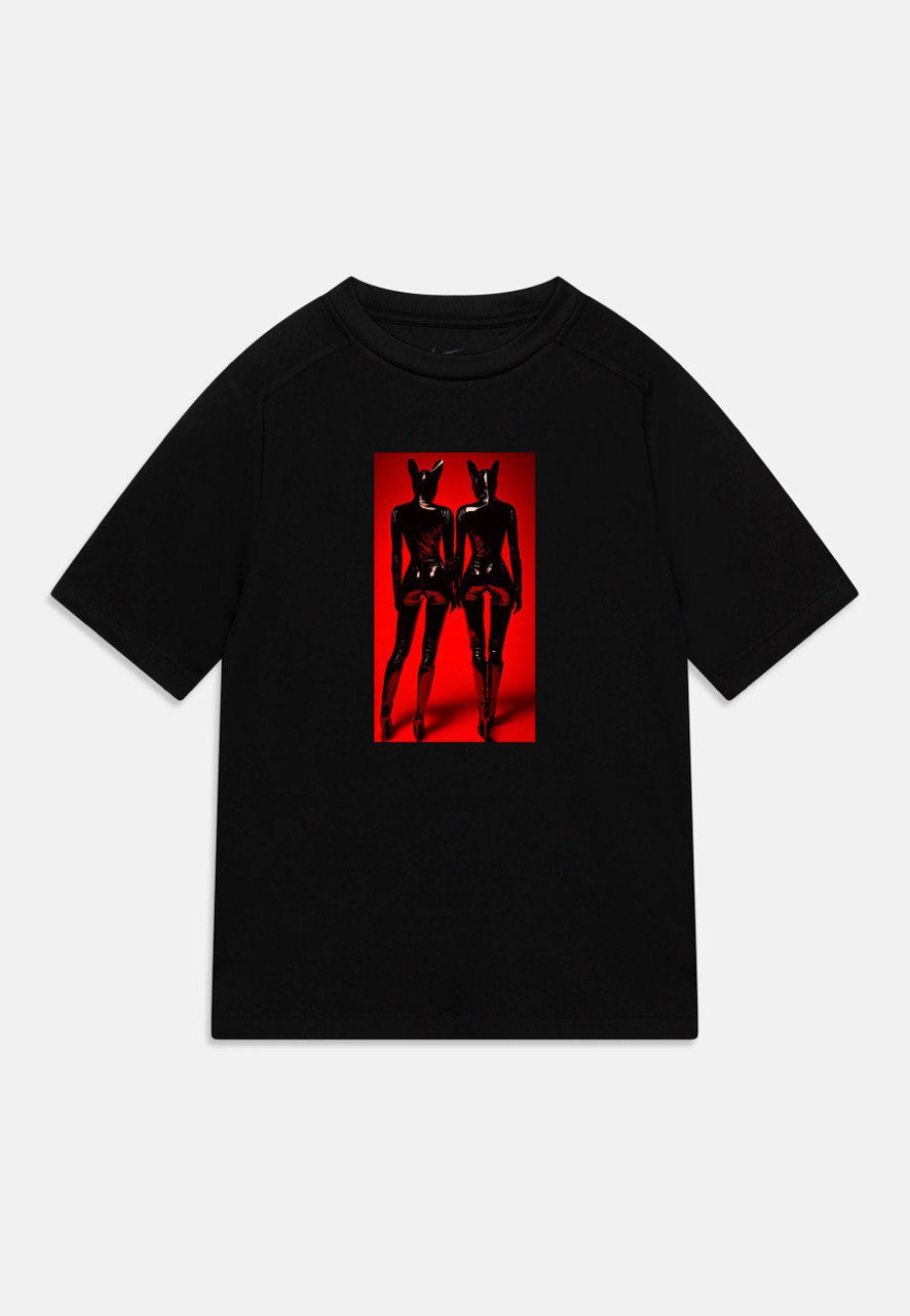 Oversized Black Unisex T-shirt with a Unique Print SHADOW TWINS