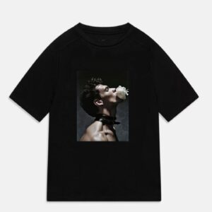 Oversized Black Unisex T-shirt with a Unique Print FLORAL TRANCE