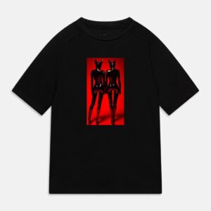 Oversized Black Unisex T-shirt with a Unique Print SHADOW TWINS